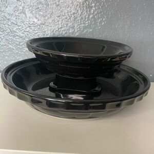 Longaberger Basket Co Woven Traditions Ebony Pie Plate small 7” & large 10” Dish